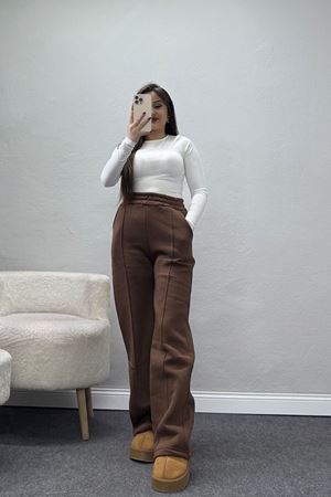 3 İplik Önü Çımalı Eşofman Altı Kahve - 42520.1878.