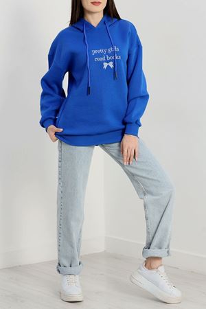 3 İplik Kapşonlu Nakışlı Sweat Saksbebemavi - 42228.1878.