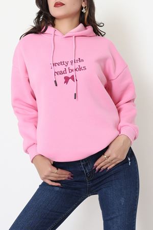 3 İplik Kapşonlu Nakışlı Sweat Pembemor - 42228.1878.