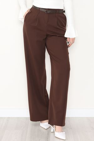 Dabıl Kumaş Kemerli Palazzo Pantolon Kahve - 2085.1991.