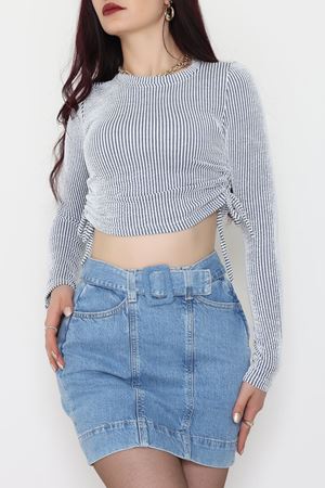 Su Yolu Kumaş Yan Bağlama Detay Bluz Laci - 1018.2119.