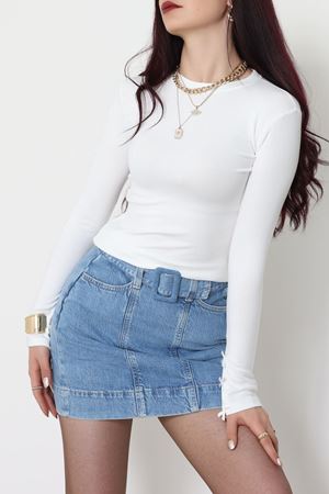 Bisiklet Yaka Kolu Fiyonklu Bluz Ekru - 1045.2119.