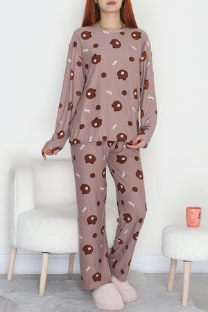 Süet Alt Üst Aynı Pijama Takımı Açıkkahve - 118.1287.