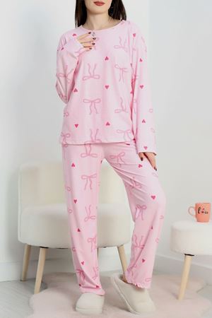 Süet Alt Üst Aynı Pijama Takımı Pembekurdele - 118.1287.