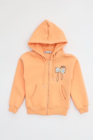 3 İplik Şardonlu Fermuarlı Sweat Oranj - 6264346.1576.