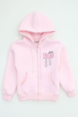 3 İplik Şardonlu Fermuarlı Sweat Pembe - 6264346.1576.