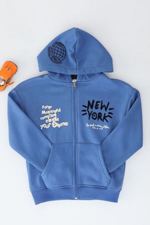 8-12 Yaş 3 İplik Şardonlu Fermuarlı Sweat Saks - 3264309.1576.