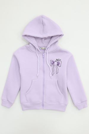 3 İplik Şardonlu Fermuarlı Sweat Lila - 6264346.1576.