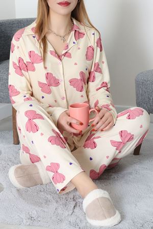 Düğmeli Süet Takım Pembebej - 450.1287.