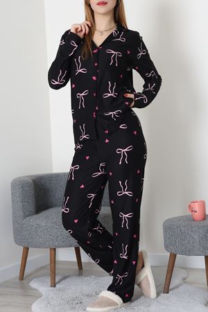 Düğmeli Süet Takım Pembekurdele - 450.1287.