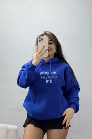 3 İplik Kapşonlu Nakışlı Sweat Saksbebemavi - 42228.1878.