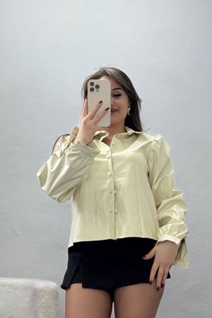 Deri Düğmeli Gömlek Taş - 51076.1779.