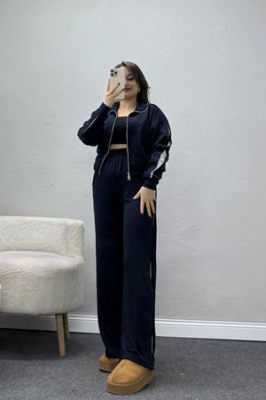 Gizli Şerit Modal Kumaş Takım Lacivert - 4134.1247.