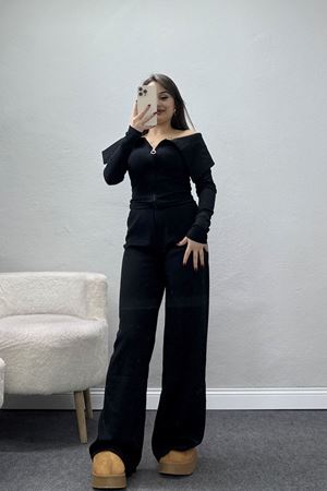 Madonna Yaka Likralı Kaşkorse İkili Takım Siyah - 51089.1567.