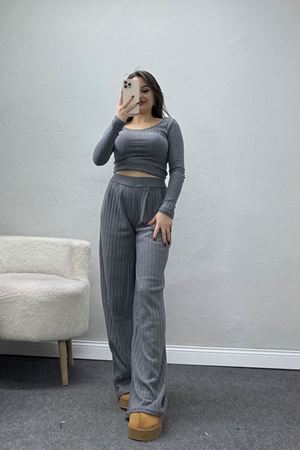 Raporlu İnterlok Çerçeve Yaka İkili Takım Koyugri - 51090.1567.