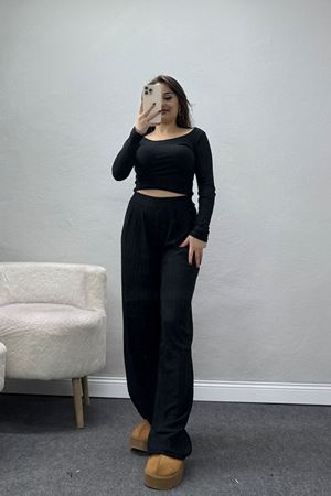 Raporlu İnterlok Çerçeve Yaka İkili Takım Siyah - 51090.1567.