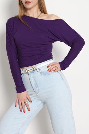 Kayık Yaka Viskon Body Mor - 42777.599.