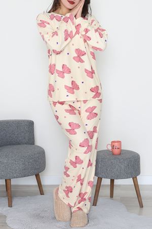 Süet Alt Üst Aynı Pijama Takımı Sarıpembe - 118.1287.