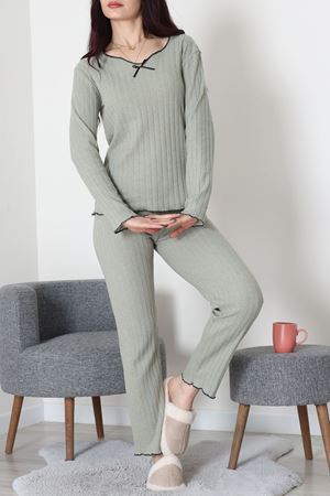 Fitilli İnterlok Pijama Takımı Çağla1 - 70796.1048.