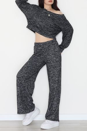 Kayık Yaka Yumoş Kumaş İkili Takım Siyah - 51094.2114.