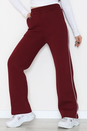 3 İplik Biyeli Palazzo Eşofman Altı Bordo - 30104.1878.