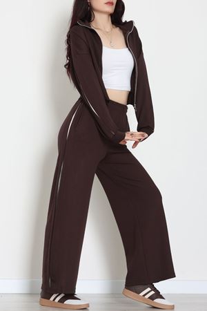 Gizli Şerit Modal Kumaş Takım Kahve - 4134.1247.