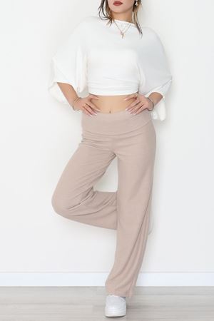Yumoş Kumaş Beli Katlamalı Pantolon Latte - 51097.2114.