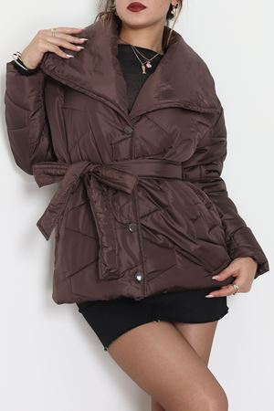 Bağlamalı Astarlı Kapitone Mont Acıkahve - 31633.439.