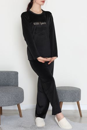 Fransız Kadife Baskılı Takım Siyah - 465.1287.