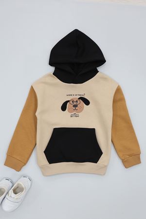 6-9 Yaş 3 İplik Şardonlu Sweat Siyah - 2264009.1576.