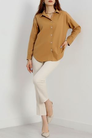 Terikoton Oversize Gömlek Camel - 30829.1949.