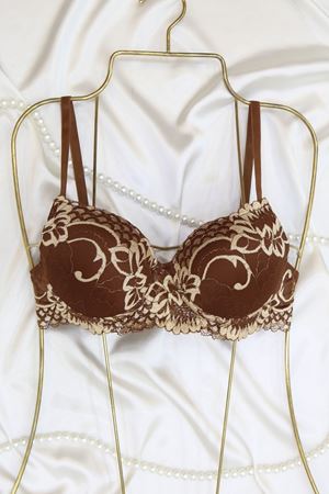 Çift Renk Dantel Detaylı Sütyen Dolu Kap Kahvebej - 2558.1783.