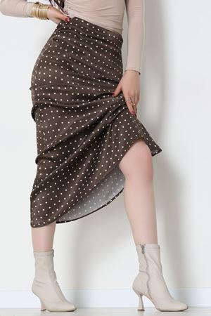 Bel Lastikli Desenli Saten Etek Kahvepuantiye - 51239.2077.