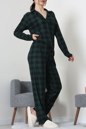 Düğmeli Süet Takım Yeşil - 450.1287.