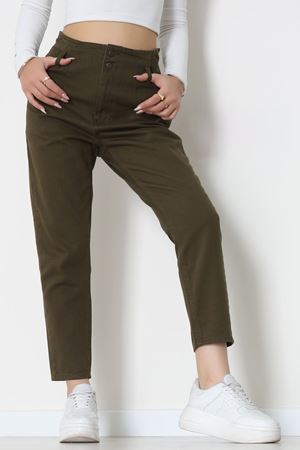 Pile Detaylı Mom Jean Haki - 42708.2121.