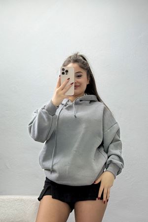 3 İplik Kapşonlu Sweat Antrasit - 20074.1878.