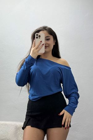 Kayık Yaka Viskon Body İndigo - 42777.599.