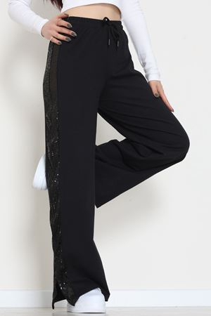 2 İplik Pul Detaylı Eşofman Altı Siyah - 52110.1857.