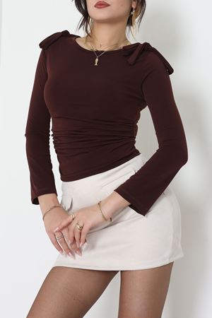 Sandy Fiyonk Detaylı Bluz Kahve - 42806.1949.