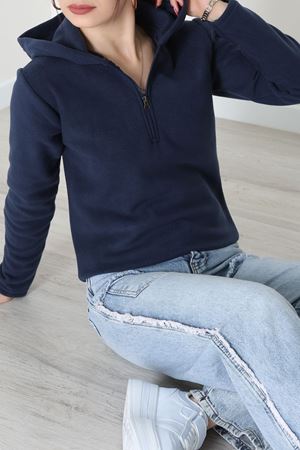 Yaka Fermuarlı Polar Sweat Lacivert - 52034.053.