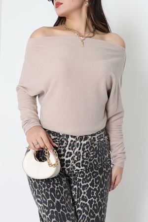 Yumoş Kumaş Kayık Yaka Omuz Düşümlü Bluz Taş - 31706.2114.
