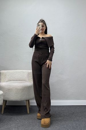 Madonna Yaka Likralı Kaşkorse İkili Takım Kahve - 51089.1567.