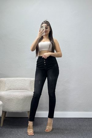 Düğmeli Dar Paça Kot Pantolon Koyufüme - 42700.2121.