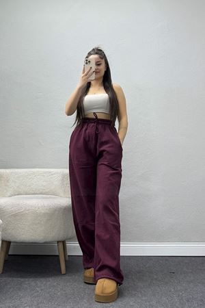 3 İplik Şardonlu Paça Stoperli Eşofman Altı Mürdüm - 52069.2113.