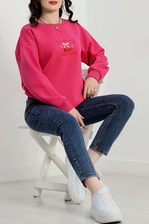 3 İplik Bisiklet Yaka Sweat Fuşya - 42234.1878.