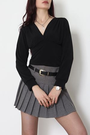 Sandy Derin V Yaka Bluz Siyah - 42807.1949.