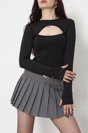 Double Krep Kumaş Parmak Geçmeli Bluz Siyah - 42796.1567.