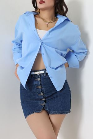 Çift Düğme Basic Gömlek Mavi - 31254.448.