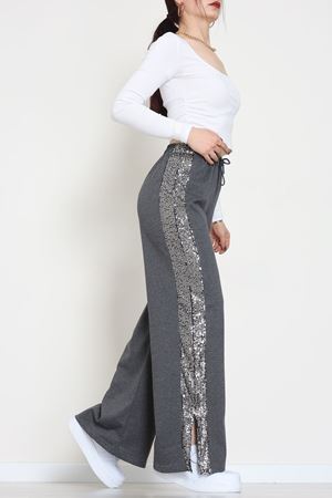 2 İplik Pul Detaylı Eşofman Altı Füme - 52110.1857.