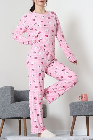 Süet Alt Üst Aynı Pijama Takımı Pembeayı - 118.1287.